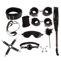 Generic BDSM Kit Bondage Restraint 10 Pieces HandCuff Whip